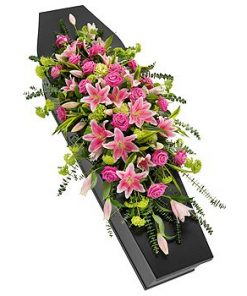 Pink Lily and Rose Casket Spray