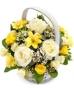 Yellow and White Basket